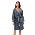 Winthome Dressing Gown for Women Men，Soft Fleece Bathrobe with Hood,Winter Cozy Fluffy Bath Robe,Ladies Dressing Gown with Pocket (Classic Grey M)