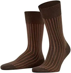 FALKE Men's Shadow Dress Socks, Sustainable Cotton, Stripe Pattern, Eco Friendly, Stylish Fashion, Business Casual, Brown (Brown 5934), 6.5-7.5, 1 Pair