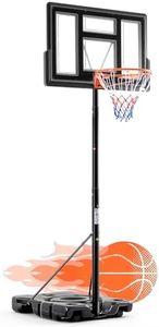 DUMOS 6.1-10FT Adjustable Height Portable Basketball Hoop Outdoor for Adult, 44 Inch Shatterproof Backboard w/Shock Absorbent Rim, Fillable Base, 2 Wheels for Swimming Pool/Indoor, Classic Black