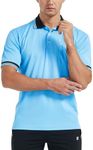 FitsT4 Sports Short Sleeve Polo Shirt Baseball/Softball Umpire Jersey/Referee Uniform - Sized for Chest Protector Light Blue L