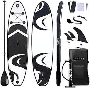 SUDOO 10FT Inflatable Stand Up Paddle Board SUP, Paddle Boards For Adults, Full-EVA Deck, Shoulder Strap,Kayak Seat, Double-headed Paddle, Lightweight Complete Kit for Beginners Surfing (Black)