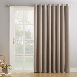 Sun Zero Easton Blackout Patio Door Curtain Panel, 100" x 84", Stone Beige