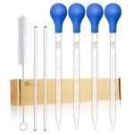 Droppers 10ml Pipettes Glass Graduated Dropper Lab Pipette Liquid Pipette Pack of 4 with 4 Rubber Caps 2PCS 20CM Glass Stir Rod and Droppers Brush