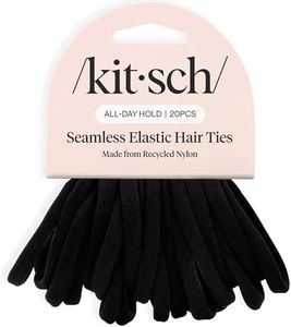 Kitsch Elastic Hair Ties for Women, Black Hair Ties No Damage, Black Rubber Bands for Hair, Hair Bands for Women's Hair & Ponytail Holders, Hair Elastics, Small Hair Ties for Thick Hair, 20pcs