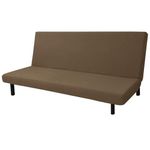 JIVINER Stretch Futon Cover Universal Armless Sofa Slipcover Non Slip Spandex Sofa Bed Without Armrest Cover Soft Spandex Futon Slipcover with Elastic Bands (Futon, Brown)