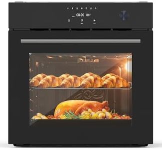 24" Built-in Electric Ovens, Single Wall Oven with 8 Cooking Modes, 108 Smart Menus, 2.5 Cu.ft Convection Built-in Oven, Stainless Steel, Touch Control, Timer, Safety Lock, 3000W, 240V, Black