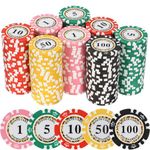 LUOBAO Premium Numbered Poker Chips for Card Board Game,for Texas Hold'em, Blackjack,Card Club or Late Night Poker Games