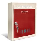 Plantex Wall Mount A4 Size Letter Box - Mail Box/Letter Box for Home gate with Key Lock (Red & Ivory)
