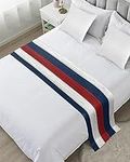 Navy Blue Red White Bed Runners for