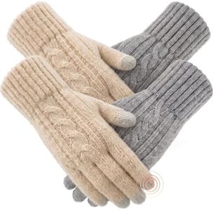 Meriknow Merino Wool Winter Gloves for Women, 2 Pairs Touch Screen