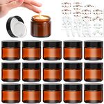 2oz Glass Jars with Lids 16Pack- Portable Amber Round Empty Glass Candle Jars with Lids/Food Storage Containers/Body Butters Containers/Body Butter Jars (2 fl. oz, Set of 16)