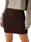 Verdusa Women's Basic High Waist Pencil Bodycon Mini Skirt Brown XL