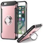 UEEBAI Case For iPhone 6 Plus,Ultra Slim Shockproof Silicone TPU+PC Case Anti-Scratch 360 Degree Rotatable Ring Kickstand Used As In-car Phone Holder Stand Cover for iPhone 6 Plus/6S Plus - Rose Gold