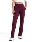 Jockey 1302 Women's Super Combed Cotton Elastane Stretch Relaxed Fit Trackpants with Side Pockets_Wine Tasting_M