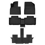 FIILINES Floor Mats for Hyundai Palisade with 2nd Row Bucket Seats 2020-2025, 3D All Weather Floor Liners Waterproof Durable 1st & 2nd & 3rd Row Liner Set Black