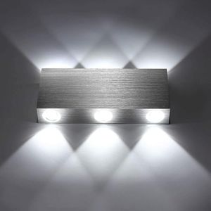 Lightess Modern 18W LED Wall Light Brushed Aluminum Up Down Wall Lamp Indoor Wall Light Sconce Bright Living Room Wall Lighting Fixture for Hallway Bedroom Corridor Stair Gate Hall Cool White