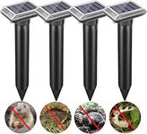 WUGEIN Rodent remover - Solar Mole Deterrent- Waterproof Trap For Solar Ultrasonic Rodenticide - Effective Vibration Deterrence Against Moles, Mice, Voles, and Snakes -4 packs