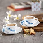 Cello Dazzle Queen Cup & Saucer 130 ml | Home and Kitchen Decor Items | Cups, Mugs and Saucer for Kitchen | Coffee Cup and Saucer Set | 6 Units | Blue Swirl, White