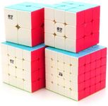 CuberSpeed Speedcubing Bundle Qiyi Qidi S 2X2 & Qiyi Warrior W 3x3 & Qiyi Qiyuan S 4X4 & 5X5 Stickerless Bright Magic Cube Stickerless Speed Cube Set