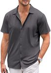 COOFANDY Mens Short Sleeve Button Down Shirts Casual Wrinkle Free Summer Beach Shirt