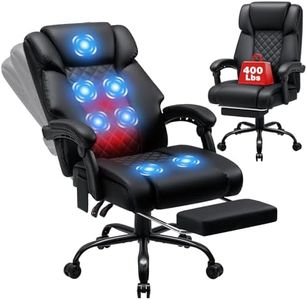 HOFFREE Massage Office Chair with Heat 7 Points Vibration Ergonomic Executive Office Chair with Footrest Reclining Home Office Desk Chairs High Back Black