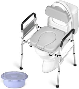 Commode Chair for Toilet with Arms, WAYES 330lbs Raised Toilet Seat with Handles, Adjustable Width and Height, Heavy Duty Bedside Commode Chair with Cushion Backrest for Seniors, Disabled