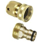 Garden Hose Quick Connector, Brass Garden Tap Connector, 3/4 inch Faucet Connector, Male Thread Garden Hose Pipe Faucet Adapter for Watering Device and Car Wash