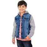 A2Z 4 Kids Boys Denim Jacket Fleece Long Sleeves Button Closure Hooded Coat - Boys Denim Jacket JK15 Dark Blue 9-10