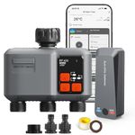 johgee Smart WiFi Water Timer 3 zone for Irrigation with 984 Feet RF Gateway, 3 Outlet Remote Control Sprinkler Hose Timer for Garden Hose, Rain Delay,WiFi Irrigation Sprinkler Controller for Garden