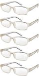 4sold The Reading Glasses Slim Readers Value 5 Pack Mens Womens Transparent +0.75