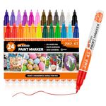 colpart Paint Pens Paint Markers,24 Color Oil Based Paint Markers Fine Tip Waterproof,Never Fade,Quick Dry And Permanent Marker Pens For Rocks Painting,Wood,Stone,Plastic,Canvas,Glass,Mugs,DIY Craft