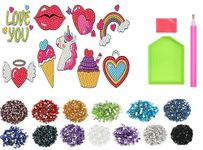 IVA Collection Gem Diamond Painting 5D Stickers, Mosaic Charms Stone Rhinestone Dots DIY Art and Craft Painting Kit for Kids Children Activity Create Stickers (Love Rainbow Unicorn)