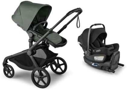 Bugaboo Kangaroo Stroller Travel System Bundle – All-Terrain Single-to-Double Stroller + Bugaboo Turtle Air Shield by Nuna Infant Car Seat with Recline Base – Newborn to Toddler - Forest Green