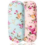 FANTESI 2 PCS Glasses Case, Hard Shell Glasses Case, Floral Spectacle Cases Eyeglasses Case for Men and Women