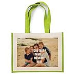 Personalised with your own Image/Text/Any Name themed canvas shopping Jute Bag,Christmas Gift. (Apple Green)