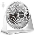 BESKAR USB Small Desk Fan, Portable Fans with 3 Speeds Strong Airflow, Quiet Operation and 360°Rotate, Personal Table Fan for Home,Office, Bedroom - 3.9 ft Cord