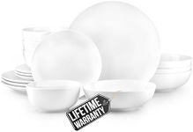 Zulay Kitchen Icon Porcelain Dinnerware Set, Service For 4 - Chip & Scratch Resistant White Plates And Bowls Sets - Microwave & Dishwasher Safe - White