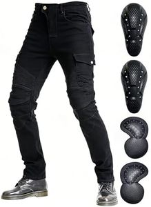 VNFOX Motorcycle Pants, Versatile Durable Motorcycle Jeans for Men & Women Riding Pants Trousers with Kenn & Hip Armor Pads, Black, X-Large
