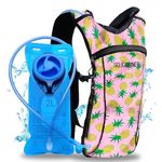 Sojourner Rave Hydration Pack Backpack - 2L Water Bladder Included for Festivals, Raves, Hiking, Biking, Climbing, Running and More (Small) (Pineapple)