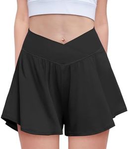 Zaclotre Girls Flowy Shorts with Spandex Liner V Crossover 2 in 1 Athletic Running Shorts with Pockets Kids Butterfly Skorts Black