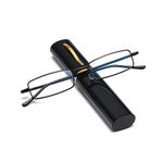 Hubeye Slim Pen Reading Glasses Tube Reader Glasses Men Women Anti Blue Light Small Reader Spring Hinged Eyeglasses with Portable Clip Case 1.50