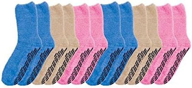 Non Skid Socks - Hospital Socks - 6 Pack - Women's Pack X-Large