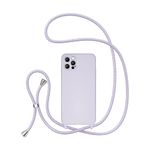 UEEBAI Crossbody Lanyard Phone case for iPhone 15 Pro Max 6.7 inch, Silicone Phone Cover with Adjustable Necklace Strap Soft Belt Neck Cord Lanyard Shockproof Protective Case - Lilac Purple