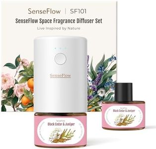 SenseFlow SF101 Pro Plug In Air Freshener, Waterless Essential Oil Diffuser, Non-Toxic Aroma Diffuser, Adjustable 120-Day Natural Scent Mist, Covers 1000 Sq Ft- Free 30ml Black Cedar & Juniper