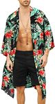 COOFANDY Men's Lightweight Kimono Robe Jacket Printed Japanese Style Bathrobes Casual Open Front Long Cardigan Coat Outwear