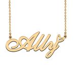 18K Gold Plated Name Necklace Ally for Women Heart Pendant Jewelry Gifts