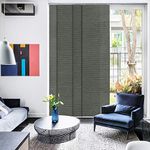 GoDear Design Adjustable Vertical Blinds | Width: 116-218 cm, Height: Up to 244 cm, Extendable Track for Sliding Patio Doors, Trimmable Semi-Privacy Woven Panel Curtains, Obsidian
