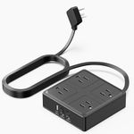 Flat Plug Power Bar with USB C, 4FT Ultra-Thin Extension Cord, 4 Outlets with 3 USB Ports (2 USB C) Desktop Charging Station, No Surge Protection for Cruise Ship, Travel Essentials, Dorm Room (Black)