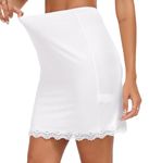 Vlazom Women Underskirt Soft Cling Resistant Half Slips for Ladies Waist Slips Petticoat with Lace A-Whtie,XL