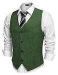COOFANDY Men's Formal Waistcoat Regular Fit Business Dress Vest 4 Button